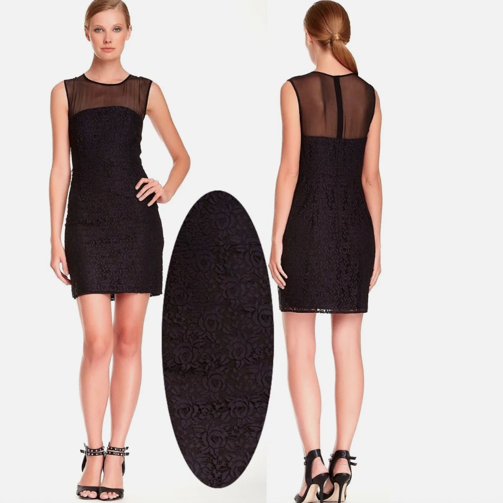 Diane Von Furstenberg Nisha Black Lace Illusion Shift Dress In Black 4
